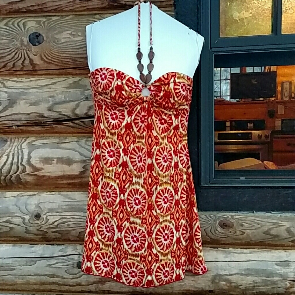 Super cute summer dress!  EUC.  Wooden beads.